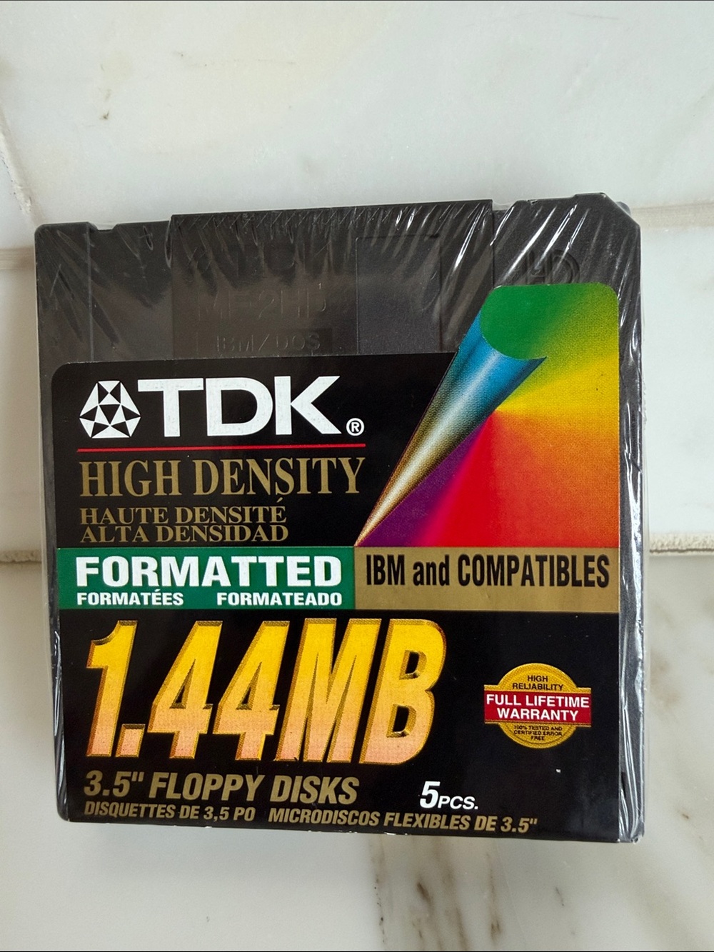 TDK 3.5" High Density 1.44MB Floppy Disks - Black (5 Pack)